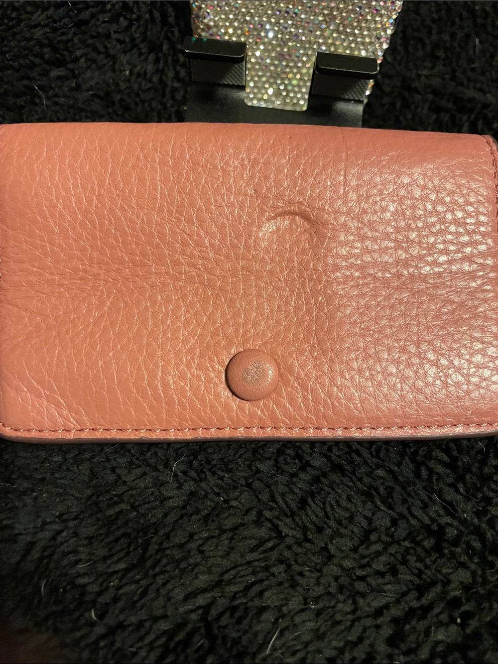 Vera Bradley Pebbled Leather Snap Card Holder in Dusty Rose